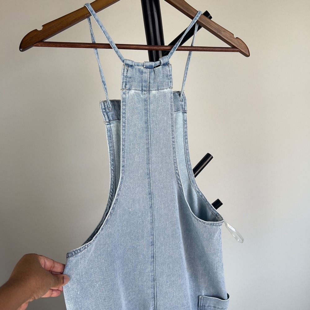 Vanilla Star Light Denim Wide Leg Jumpsuit Small 90s Y2K Streetwear Bib Overalls - Picture 11 of 16